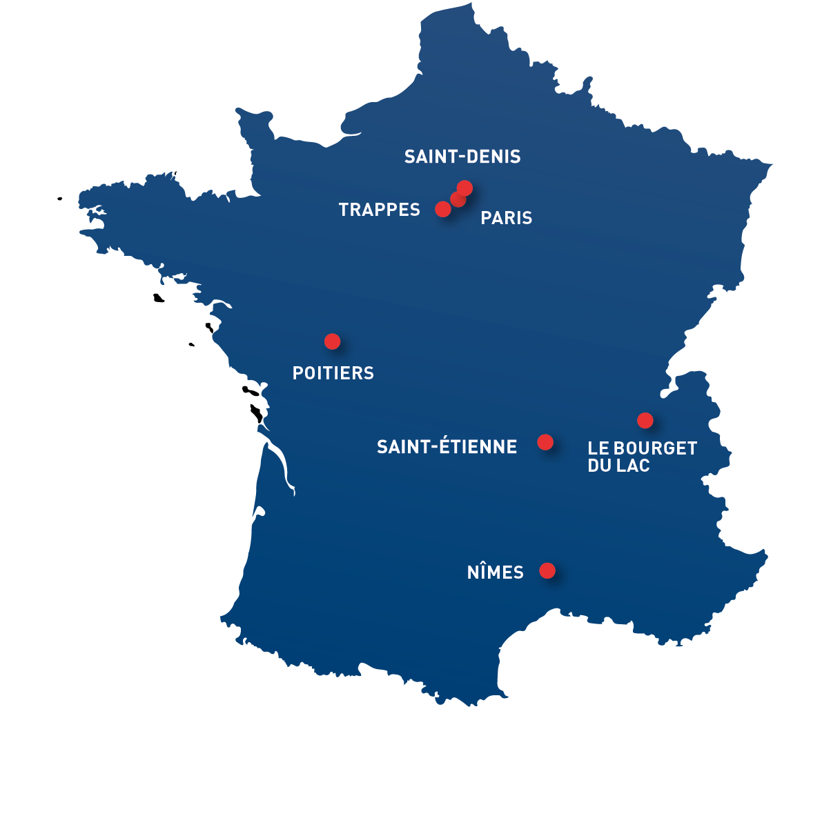 Illustration des implantations en France