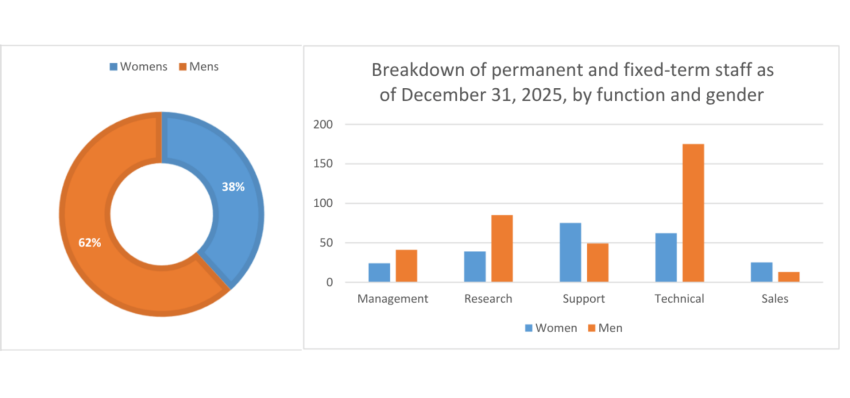Breakdown of permanent and fixed-term workforce as of December 31, 2025, by job category and gender
