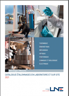 Couverture du catalogue des étalonnages LNE 2021